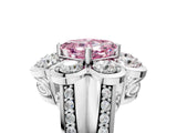 White gold Fancy Pink Asscher  Brilliant Flower Halo Diamond Split Shank Ring_32