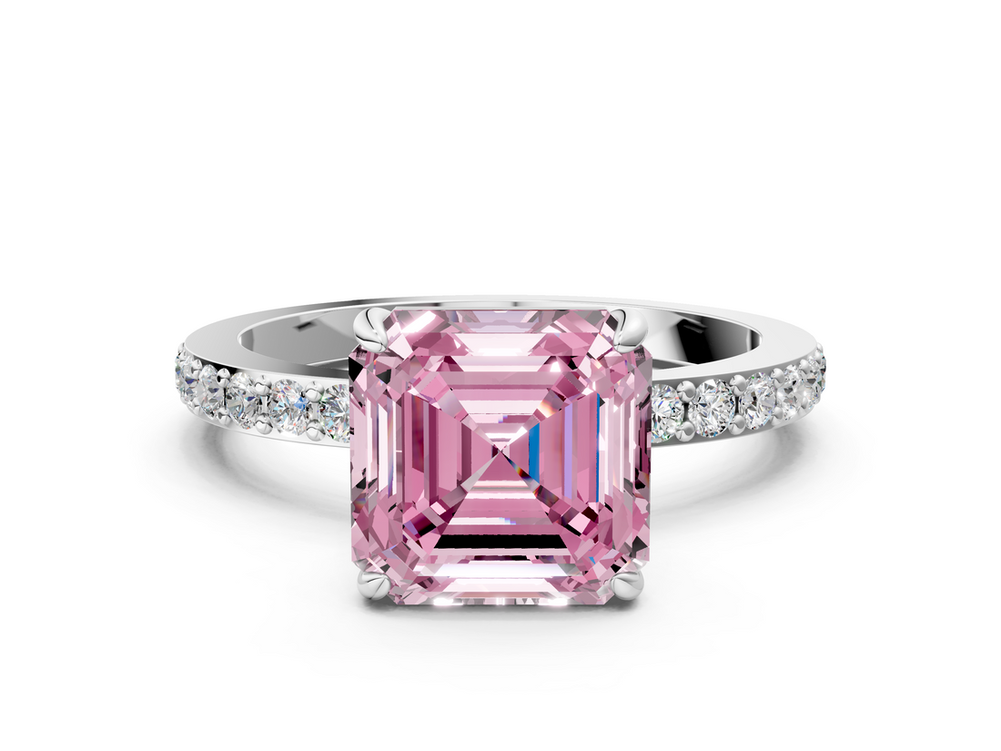 White gold Fancy Pink Asscher  Brilliant Pavé Band Solitaire with Four-Prong Setting_51