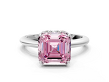 White gold Fancy Pink Asscher  Brilliant Solitaire Engagement Ring with Six-Prong Setting and Classic Band_17