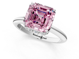 White gold Fancy Pink Asscher  Brilliant Solitaire Engagement Ring with Six-Prong Setting and Classic Band_18