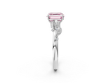 White gold Fancy Pink Asscher  Brilliant Solitaire with Leaf Motif Band and Four-Prong Setting_2