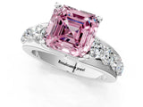 White gold Fancy Pink Asscher  Brilliant Solitaire with Side Stones on a Pave Band and Four-Prong Setting_70