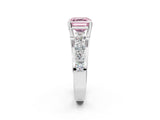 White gold Fancy Pink Asscher  Brilliant Solitaire with Side Stones on a Pave Band and Four-Prong Setting_72