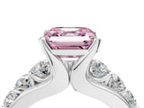 White gold Fancy Pink Asscher  Brilliant Solitaire with Side Stones on a Pave Band and Four-Prong Setting_74