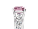 White gold Fancy Pink Asscher  Brilliant Solitaire with Side Stones on a Pave Band and Four-Prong Setting_75