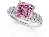 White gold Fancy Pink Asscher  Cluster Diamond Engagement Ring with Pavé Band and Four-Prong Setting_18