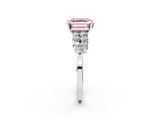 White gold Fancy Pink Asscher  Cluster Diamond Engagement Ring with Pavé Band and Four-Prong Setting_19