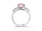 White gold Fancy Pink Asscher  Cluster Diamond Engagement Ring with Pavé Band and Four-Prong Setting_20