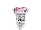 White gold Fancy Pink Asscher  Cluster Diamond Engagement Ring with Pavé Band and Four-Prong Setting_22
