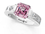 White gold Fancy Pink Asscher Cut Brilliant Channel-Set Diamond Ring with Bezel Prong Setting_13