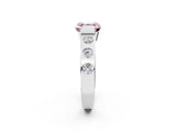 White gold Fancy Pink Asscher Cut Brilliant Channel-Set Diamond Ring with Bezel Prong Setting_14