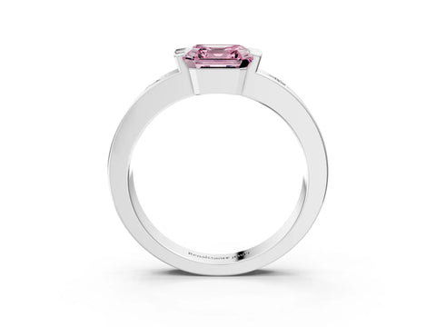 White gold Fancy Pink Asscher Cut Brilliant Channel-Set Diamond Ring with Bezel Prong Setting_15