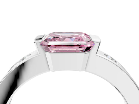 White gold Fancy Pink Asscher Cut Brilliant Channel-Set Diamond Ring with Bezel Prong Setting_16