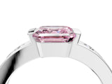 White gold Fancy Pink Asscher Cut Brilliant Channel-Set Diamond Ring with Bezel Prong Setting_16