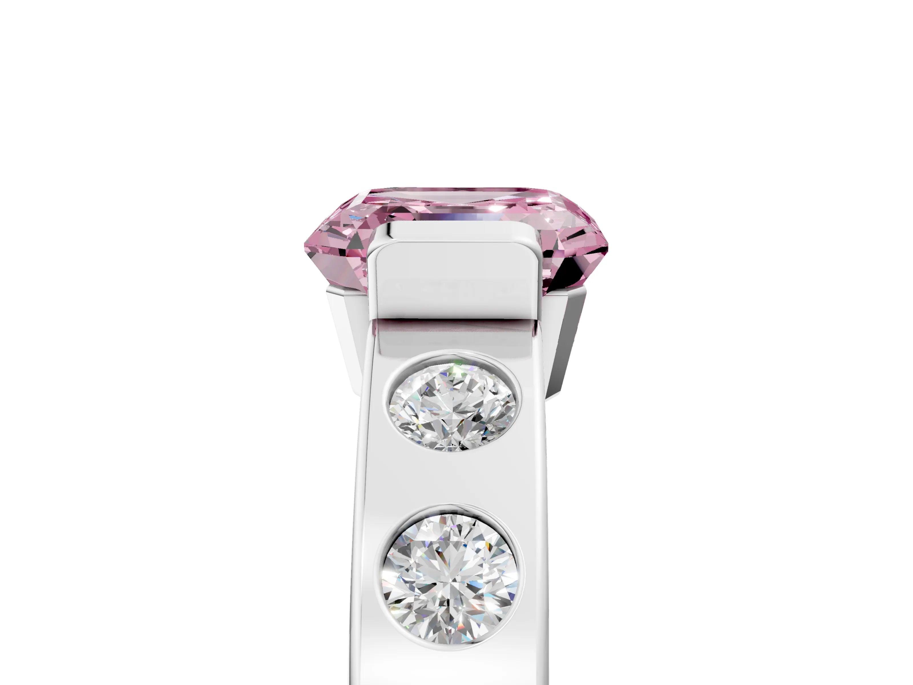 White gold Fancy Pink Asscher Cut Brilliant Channel-Set Diamond Ring with Bezel Prong Setting_17