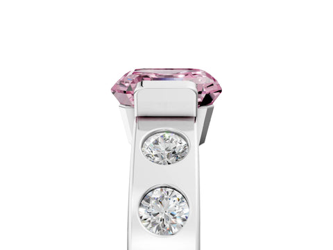 White gold Fancy Pink Asscher Cut Brilliant Channel-Set Diamond Ring with Bezel Prong Setting_17