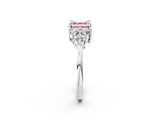White gold Fancy Pink Asscher Cut Brilliant Diamond Cluster Accent Solitaire Ring with Prong Setting_26