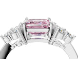 White gold Fancy Pink Asscher Cut Brilliant Diamond Cluster Accent Solitaire Ring with Prong Setting_28