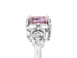 White gold Fancy Pink Asscher Cut Brilliant Diamond Cluster Accent Solitaire Ring with Prong Setting_29