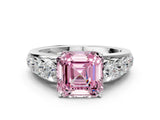 White gold Fancy Pink Asscher Cut Brilliant Diamond Pavé Band with Six-Prong Setting_12