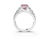 White gold Fancy Pink Asscher Cut Brilliant Diamond Pavé Band with Six-Prong Setting_15