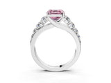 White gold Fancy Pink Asscher Cut Brilliant Diamond Pavé Band with Six-Prong Setting_15