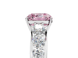 White gold Fancy Pink Asscher Cut Brilliant Diamond Pavé Band with Six-Prong Setting_17