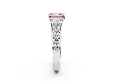 White gold Fancy Pink Asscher Cut Brilliant Diamond Pavé Band with Six-Prong Setting_2