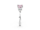 White gold Fancy Pink Asscher Cut Brilliant Diamond Solitaire Ring with Pear Side Stones and Four-Prong Setting_44