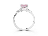 White gold Fancy Pink Asscher Cut Brilliant Diamond Solitaire Ring with Pear Side Stones and Four-Prong Setting_45