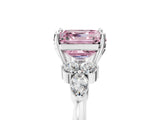 White gold Fancy Pink Asscher Cut Brilliant Diamond Solitaire Ring with Pear Side Stones and Four-Prong Setting_47