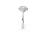 White gold Fancy Pink Asscher Cut Brilliant Diamond with Cluster Setting on a Beaded Band and Four-Prong Setting_26