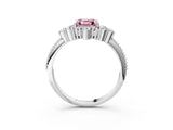 White gold Fancy Pink Asscher Cut Brilliant Diamond with Cluster Setting on a Beaded Band and Four-Prong Setting_27