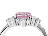 White gold Fancy Pink Asscher Cut Brilliant Diamond with Cluster Setting on a Beaded Band and Four-Prong Setting_28