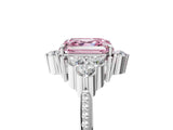White gold Fancy Pink Asscher Cut Brilliant Diamond with Cluster Setting on a Beaded Band and Four-Prong Setting_29