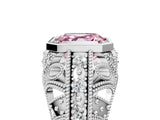 White gold Fancy Pink Asscher Cut Brilliant Milgrain Filigree Diamond Ring with Square Prong Setting_11