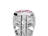 White gold Fancy Pink Asscher Cut Brilliant Milgrain Filigree Diamond Ring with Square Prong Setting_29