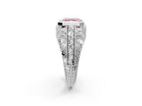 White gold Fancy Pink Asscher Cut Brilliant Milgrain Filigree Diamond Ring with Square Prong Setting_8