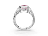 White gold Fancy Pink Asscher Cut Brilliant Milgrain Filigree Diamond Ring with Square Prong Setting_9