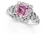 White gold Fancy Pink Asscher Cut Brilliant Milgrain Pave Heart Band Solitaire Ring_25