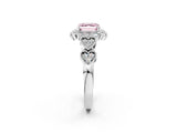 White gold Fancy Pink Asscher Cut Brilliant Milgrain Pave Heart Band Solitaire Ring_26