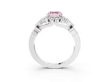 White gold Fancy Pink Asscher Cut Brilliant Milgrain Pave Heart Band Solitaire Ring_27