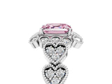 White gold Fancy Pink Asscher Cut Brilliant Milgrain Pave Heart Band Solitaire Ring_29