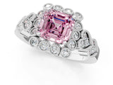 White gold Fancy Pink Asscher Cut Brilliant Milgrain Pave Heart Band Solitaire Ring_37