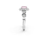 White gold Fancy Pink Asscher Cut Brilliant Milgrain Pave Heart Band Solitaire Ring_38