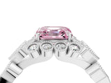 White gold Fancy Pink Asscher Cut Brilliant Milgrain Pave Heart Band Solitaire Ring_40