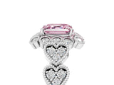 White gold Fancy Pink Asscher Cut Brilliant Milgrain Pave Heart Band Solitaire Ring_41