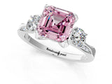 White gold Fancy Pink Asscher Cut Brilliant Three-Stone Diamond Ring with Pavé Band and Four-Prong Setting_16