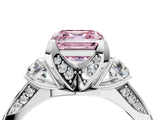 White gold Fancy Pink Asscher Cut Brilliant Three-Stone Diamond Ring with Pavé Band and Four-Prong Setting_19