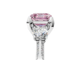 White gold Fancy Pink Asscher Cut Brilliant Three-Stone Diamond Ring with Pavé Band and Four-Prong Setting_20
